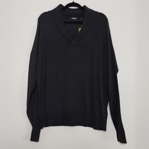 Murano charcoal gray lightweight knit foldover v neck sweater